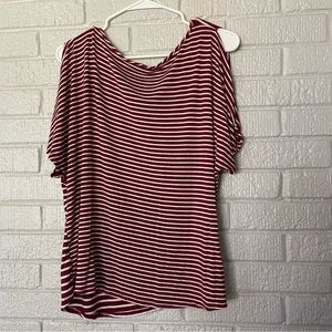Colette Red White Stripe Cold Shoulder Top Fits like flowy L